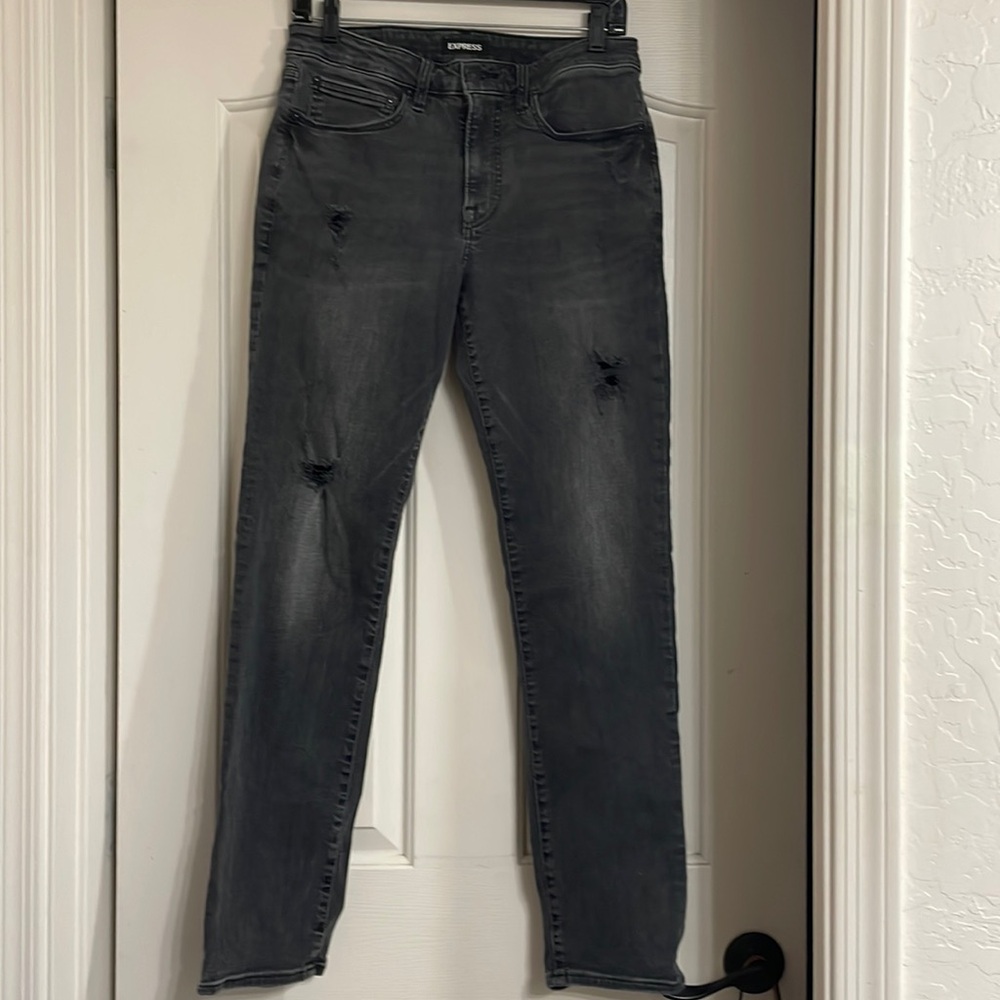 Express Men’s Slim Black Distressed Jeans Size 30